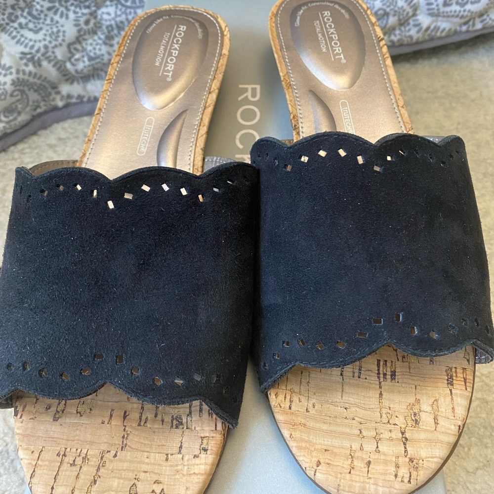 Rockport Black Slide Sandals